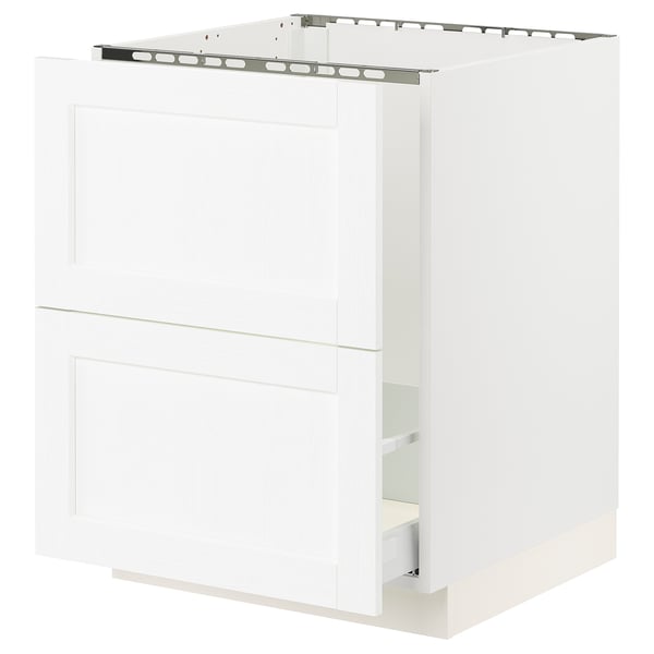 SEKTION kitchen cabinet: white, square, sleek design with subtle grain, sturdy frame, full-extension drawer.