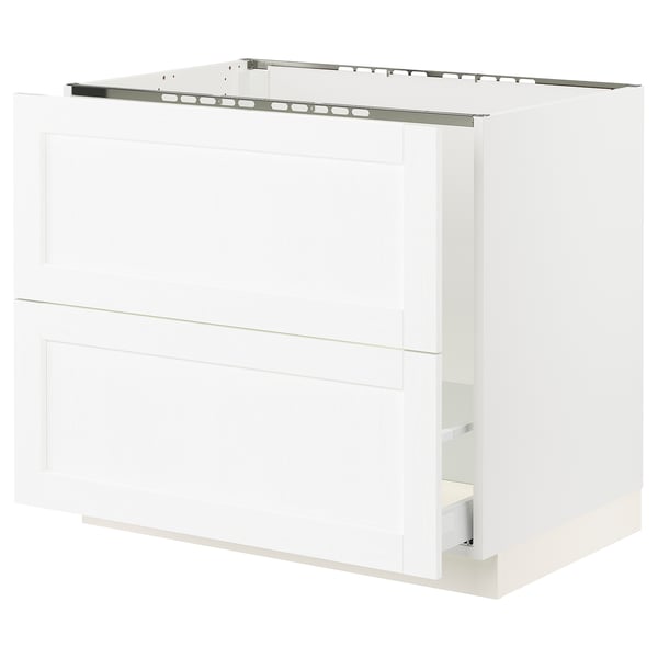 White SEKTION kitchen cabinet with smooth drawer.