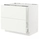 SEKTION white kitchen cabinet with two drawers and metal railings, sleek modern design.