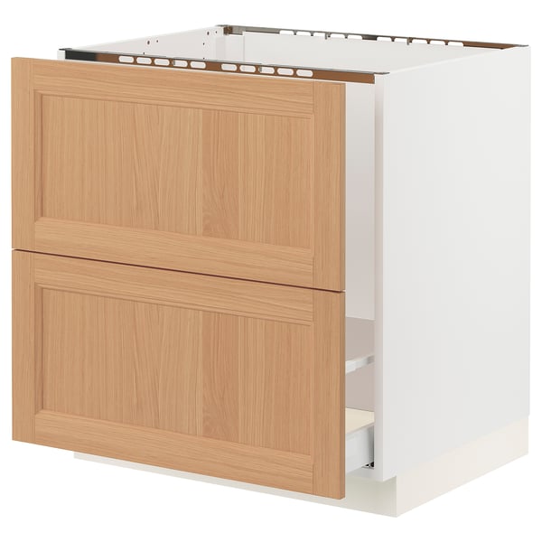SEKTION kitchen cabinet, oak, white frame, rectangular, modern.