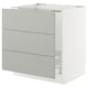 SEKTION modern kitchen unit in light grey with three drawers, sleek design.