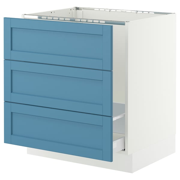 SEKTION / MAXIMERA Base cab f sink/waste sort/3 fronts, white/Lerhyttan blue, 30x24x30 "