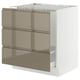 Modern kitchen cabinet, SEKTION line, high gloss dark grey-brown, stainless handles, sleek, three drawers.