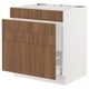 SEKTION kitchen cabinet, white & walnut, 3 drawers, modern design.