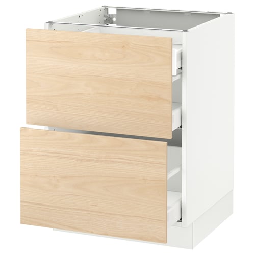 SEKTION kitchen cabinet, white with light ash drawers, modern design.