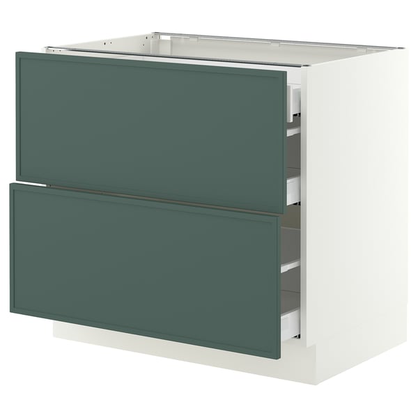 SEKTION / MAXIMERA Base cab with 2 fronts/3 drawers, white/Aspudden dark gray-green, 36x24x30 "