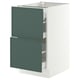 SEKTION / MAXIMERA Base cab with 2 fronts/3 drawers, white/Aspudden dark gray-green, 18x24x30 "