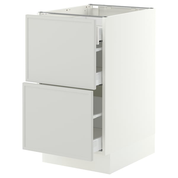 SEKTION / MAXIMERA Base cab with 2 fronts/3 drawers, white/Aspudden light gray, 18x24x30 "