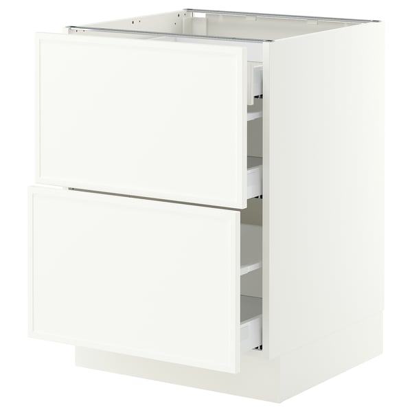 SEKTION / MAXIMERA Base cab with 2 fronts/3 drawers, white/Aspudden matt white, 24x24x30 "