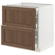 SEKTION kitchen cabinet, white with walnut drawers, wood finish, rectangular, modern design.