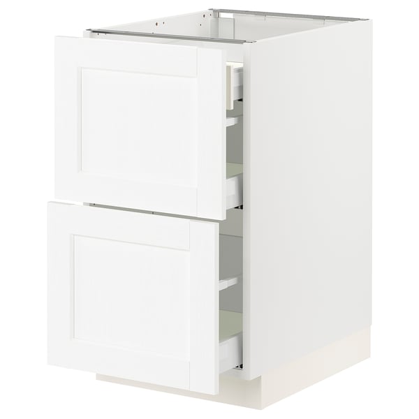 White SEKTION kitchen cabinet with drawers, modern design.