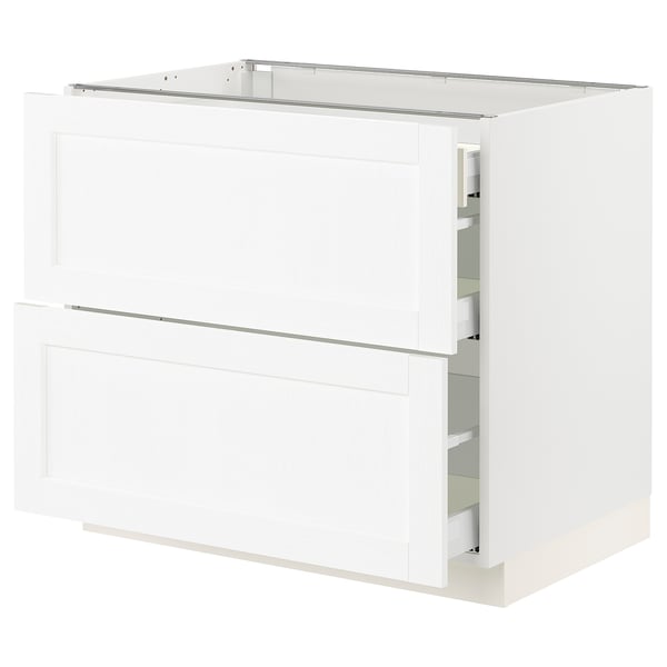 SEKTION kitchen cabinet in white with two drawers and two doors, sleek design.