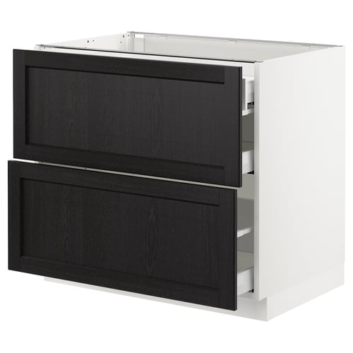SEKTION kitchen cabinet, black & white, square, 2 drawers, modern traditional design.