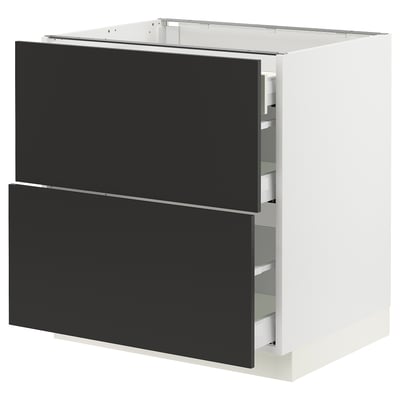 SEKTION kitchen cabinet with two black drawers, sleek and modern design.
