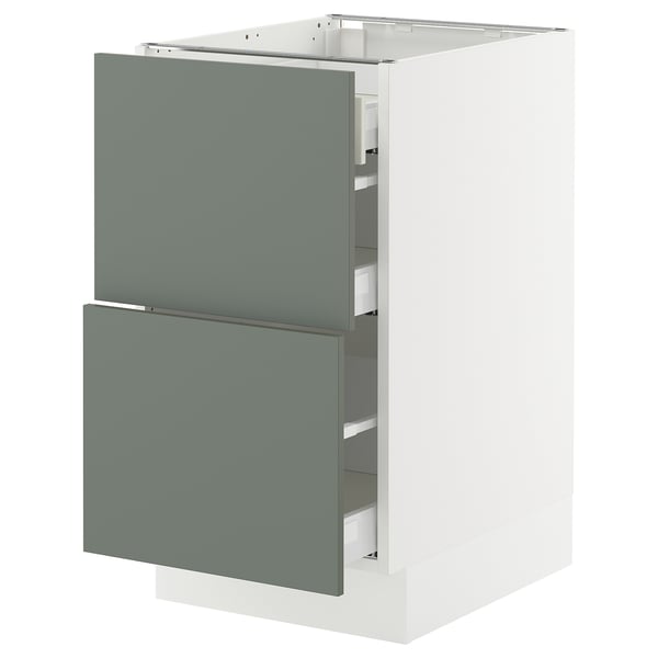 SEKTION kitchen unit with grey-green, modern drawers.