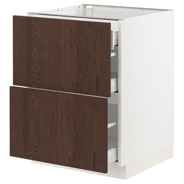 Modern kitchen cabinet, SEKTION line. White and dark brown, square with drawers.