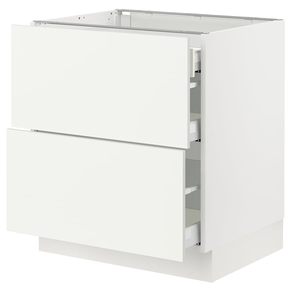 SEKTION white kitchen cabinet, sleek and modern, rectangular with two drawers.