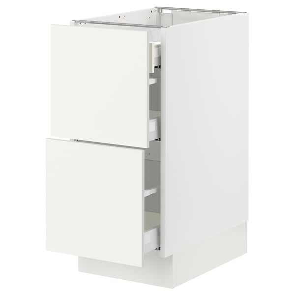 SEKTION white kitchen cabinet, sleek design, sturdy build, smooth drawers, modern style.