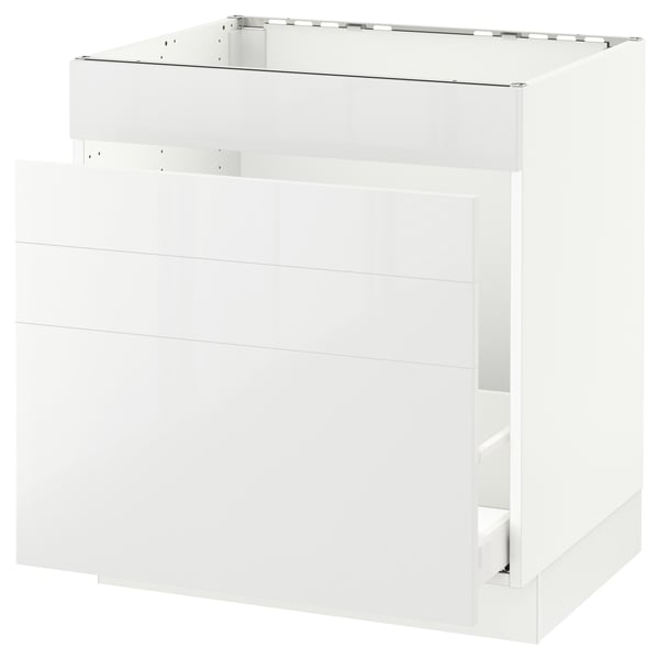 SEKTION kitchen cabinet; white, square, modern design, glossy finish.