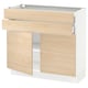 An open light wood-toned kitchen cabinet with adjustable shelves and drawers, part of the SEKTION system.