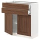 Ikea SEKTION kitchen unit in walnut with drawers and doors, white base.