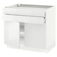 White high-gloss kitchen cabinet with single drawer and open shelf.