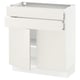White SEKTION kitchen unit with drawer and shelves.