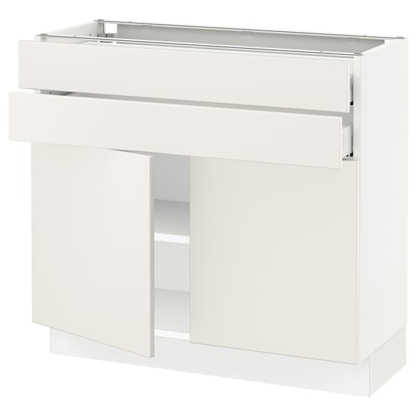 SEKTION white kitchen unit, modern design, glossy finish, pearly white, rectangular shape, with drawer and shelf.