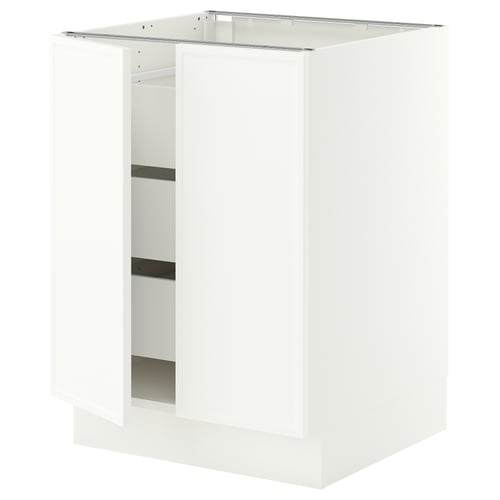 SEKTION / MAXIMERA Base cabinet w 2 doors/3 drawers, white/Aspudden matt white, 24x24x30 "