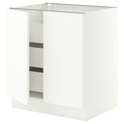 SEKTION / MAXIMERA Base cabinet w 2 doors/3 drawers, white/Aspudden matt white, 30x24x30 "