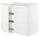 White SEKTION kitchen cabinet with three shelves and flat panel design.