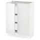 White SEKTION kitchen cabinet with one open door, modern high-gloss design.