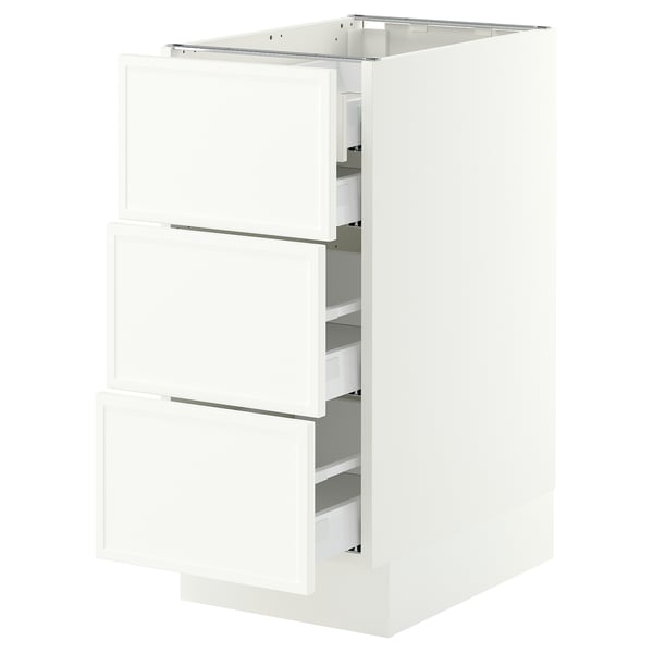 SEKTION / MAXIMERA Base cabinet w 3 fronts/4 drawers, white/Aspudden matt white, 15x24x30 "