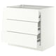 SEKTION / MAXIMERA Base cabinet w 3 fronts/4 drawers, white/Aspudden matt white, 36x24x30 "