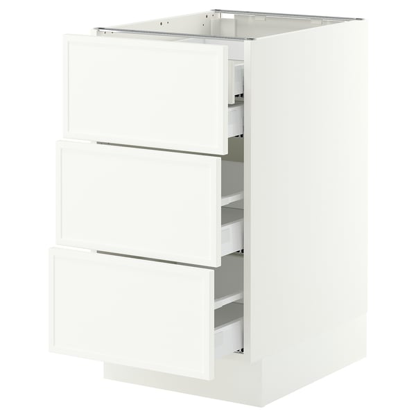 SEKTION / MAXIMERA Base cabinet w 3 fronts/4 drawers, white/Aspudden matt white, 18x24x30 "