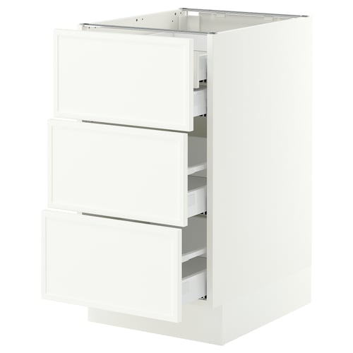 SEKTION / MAXIMERA Base cabinet w 3 fronts/4 drawers, white/Aspudden matt white, 18x24x30 "
