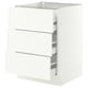 SEKTION / MAXIMERA Base cabinet w 3 fronts/4 drawers, white/Aspudden matt white, 24x24x30 "