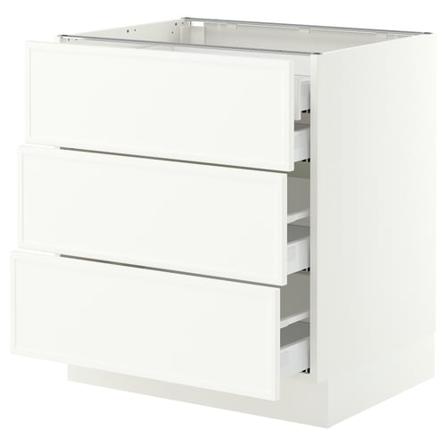 SEKTION / MAXIMERA Base cabinet w 3 fronts/4 drawers, white/Aspudden matt white, 30x24x30 "