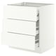 SEKTION / MAXIMERA Base cabinet w 3 fronts/4 drawers, white/Aspudden matt white, 30x24x30 "