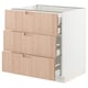White ikea SEKTION cabinet with 3 bamboo drawers, wooden handles, full-extension, slow-close.