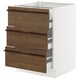 SEKTION kitchen unit: 3-drawer base in white & brown wood, sleek handles, full-extension drawers.