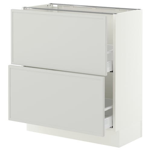 SEKTION / MAXIMERA Base cabinet with 2 drawers, white/Aspudden light gray, 30x15x30 "