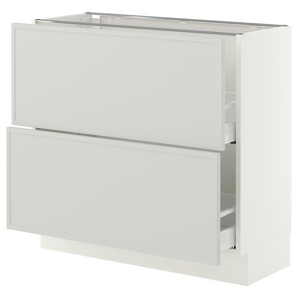 SEKTION / MAXIMERA Base cabinet with 2 drawers, white/Aspudden light gray, 36x15x30 "