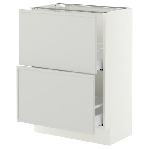 SEKTION / MAXIMERA Base cabinet with 2 drawers, white/Aspudden light gray, 24x15x30 "