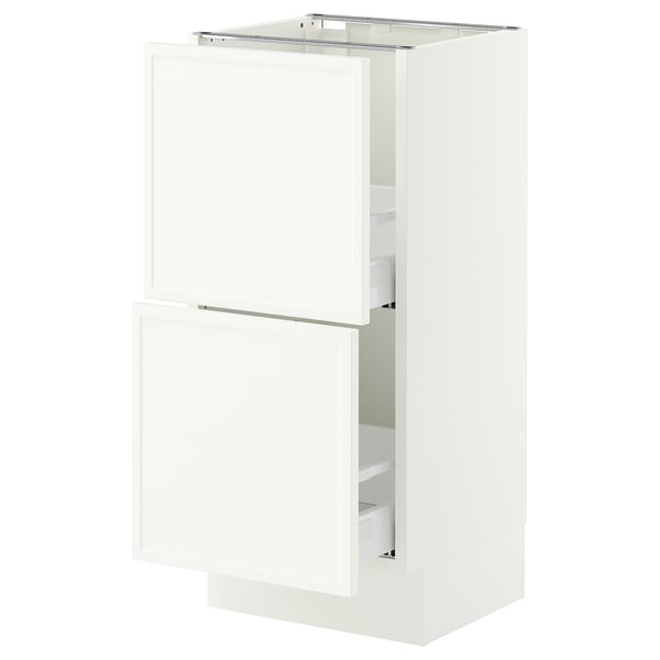 SEKTION / MAXIMERA Base cabinet with 2 drawers, white/Aspudden matt white, 15x15x30 "