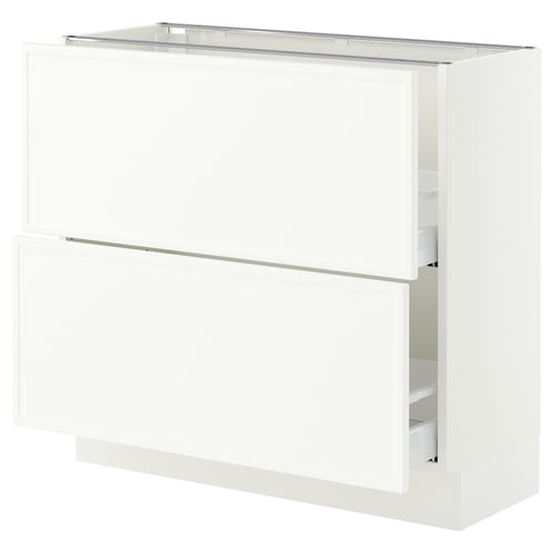SEKTION / MAXIMERA Base cabinet with 2 drawers, white/Aspudden matt white, 36x15x30 "