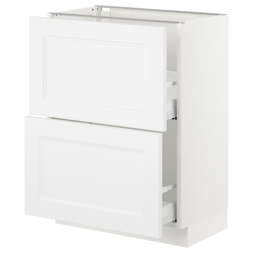 A white SEKTION kitchen cabinet with two drawers and a shelf, showcasing a modern, clean design.