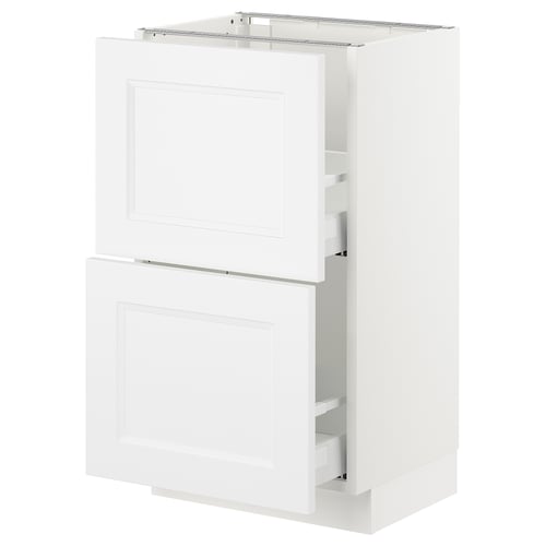 White SEKTION kitchen cabinet with drawers, modern design.