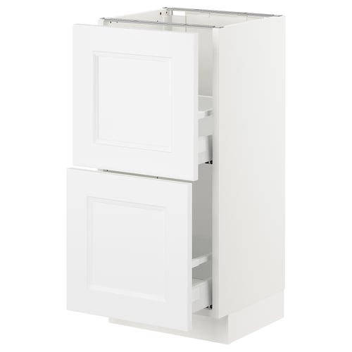 White SEKTION kitchen cabinet with two doors and shelves.