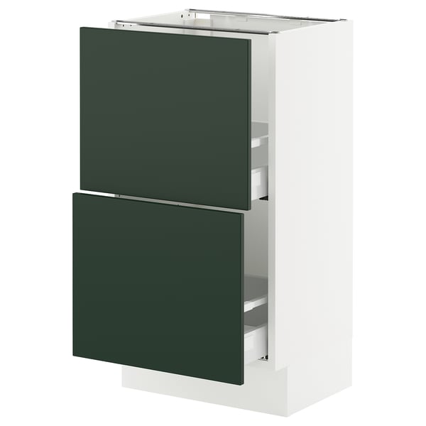 Green SEKTION kitchen cabinet with 2 drawers.